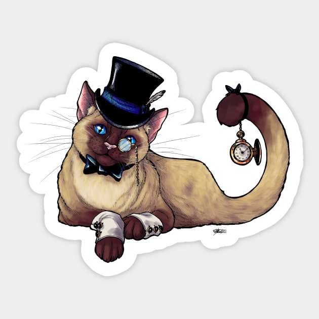 Fancy Cat - Chocolate Point Siamese Gentleman Kitty Sticker by Indi Martin